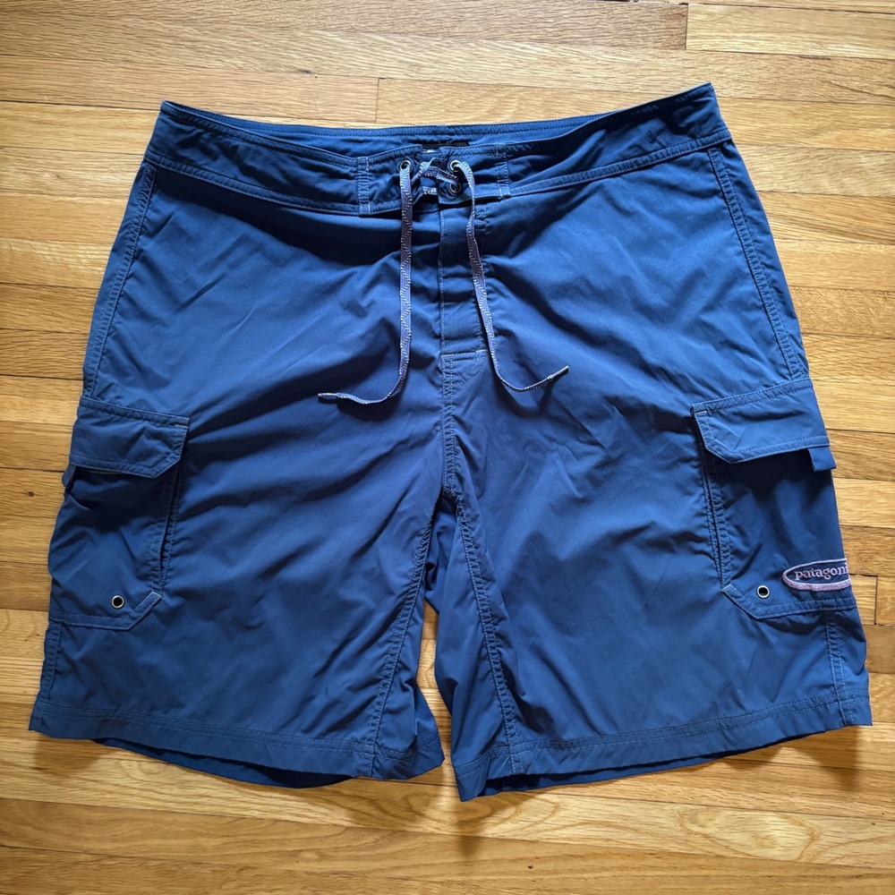 Patagonia Na Pali Board Shorts Men 36‎ Navy Blue Swimsuit Swim Trunks Cargo Gorp